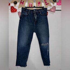 Old Navy sky hi straight extra high rise jeans (distressed)